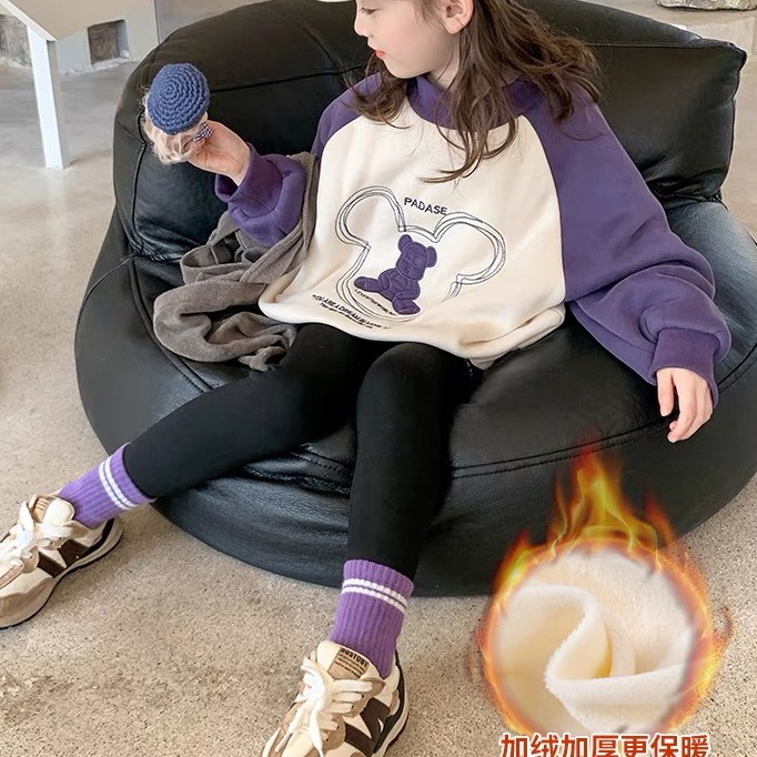 儿童卫衣女童加绒洋气韩版中大童圆领卡通趣味印花上衣宝宝长袖