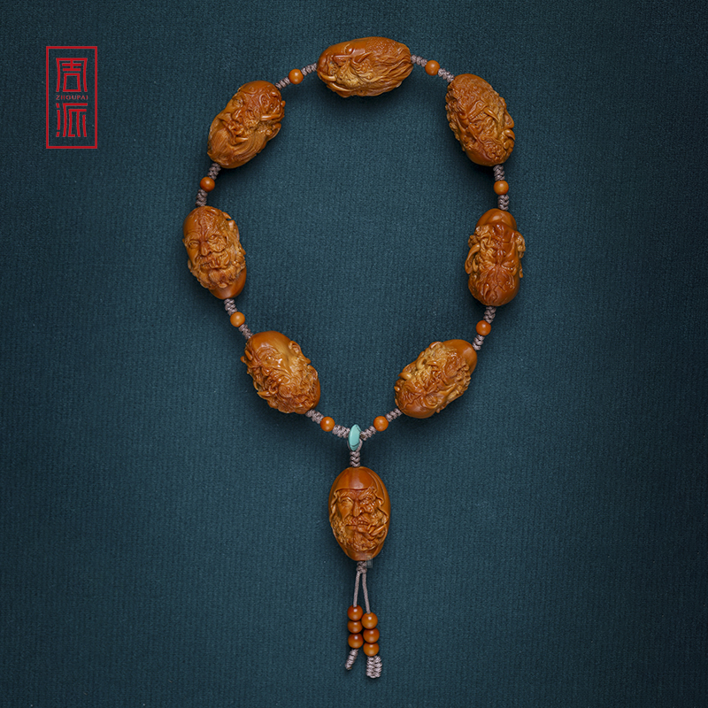 周派春毅核坊七星罗汉橄榄核手持纯手工雕刻核雕收藏品手把件