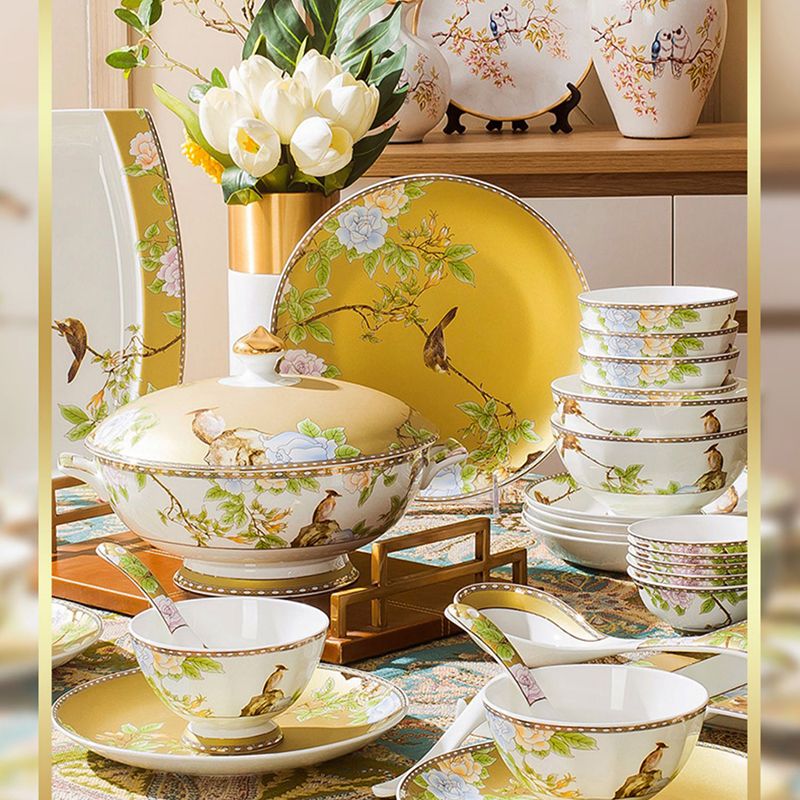 碗碟套装家用2023新款骨瓷轻奢乔迁餐具碗盘碗筷盘子碗高级感高档