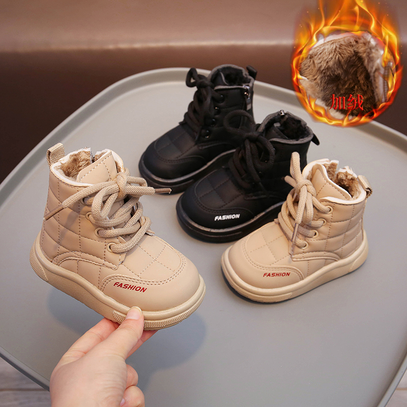 长颈鹿儿童运动鞋2023冬季新款女宝宝二棉鞋加绒保暖男童雪地靴子