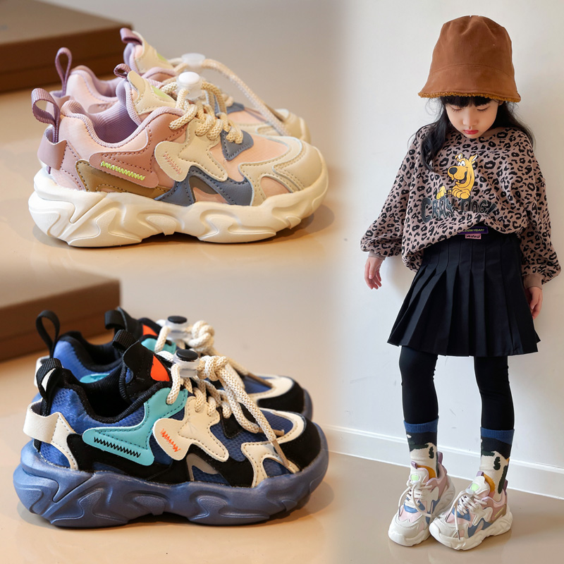 女童鞋运动鞋秋季新款时尚老爹鞋春秋款男童小中大童跑步鞋潮