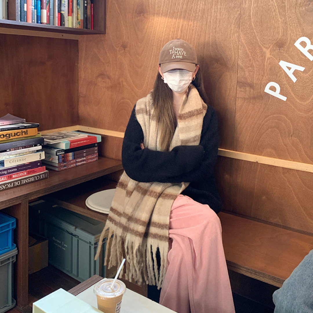 围巾女冬季针织围巾百搭韩版高级感绿色毛茸披肩保暖围脖情侣