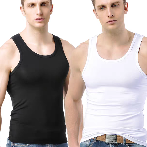 D（到手2件）男式罗纹弹力夏季背心