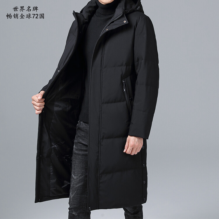 柒/牌男装冬季羽绒服男士加厚保暖防寒休闲长款过膝带帽外套男