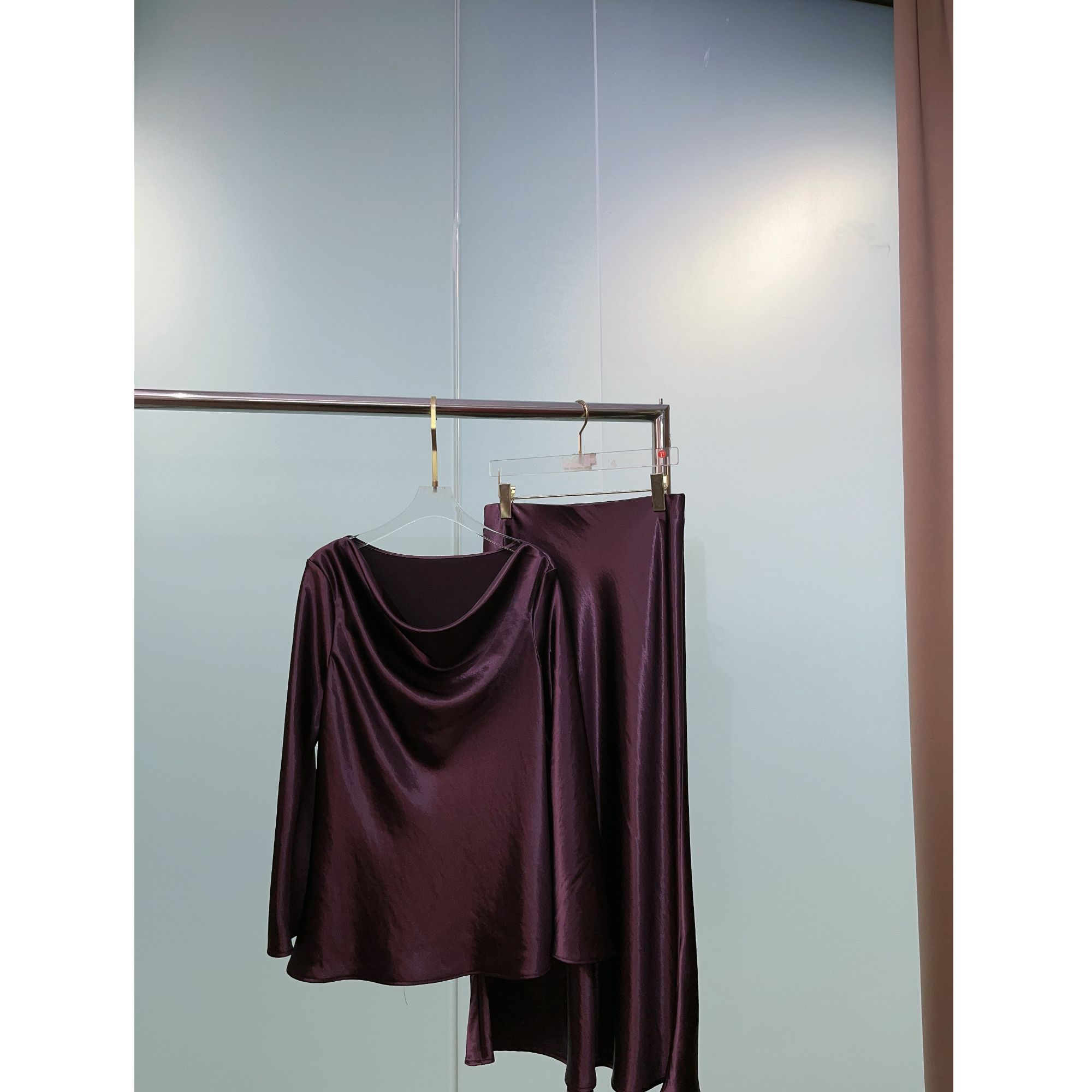 【莫奈花园】秋冬长袖荡领收腰百搭衬衫