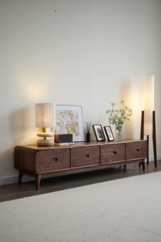 北美黑胡桃木电视柜实木储物抽屉地柜落地柜客厅家具