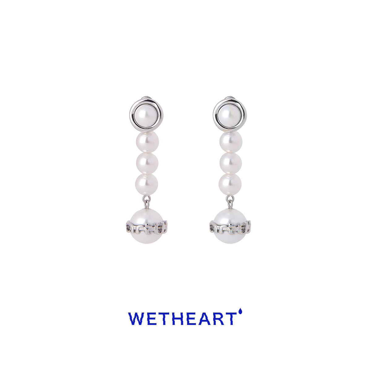 WET HEART 非金属仿珍珠耳饰 小众设计轻奢法式时尚字母立体耳坠