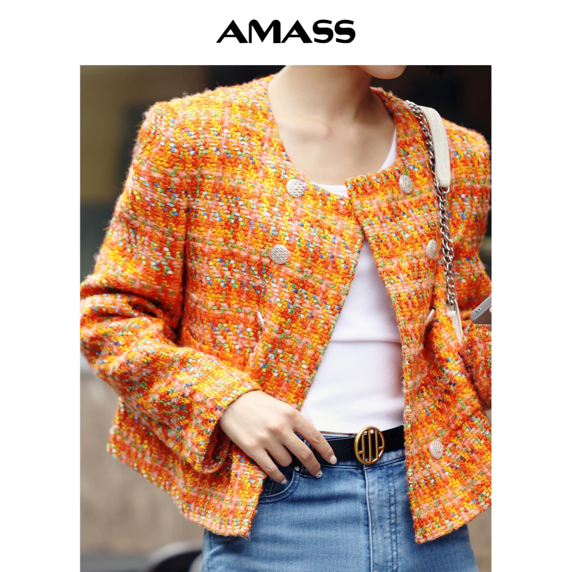 AMASS/阿玛施秋季新款小香风双排扣短外套 5400837
