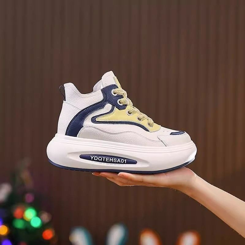 小个子内增小白鞋女2024秋新款厚底增高系带休闲软底板鞋女高颜值