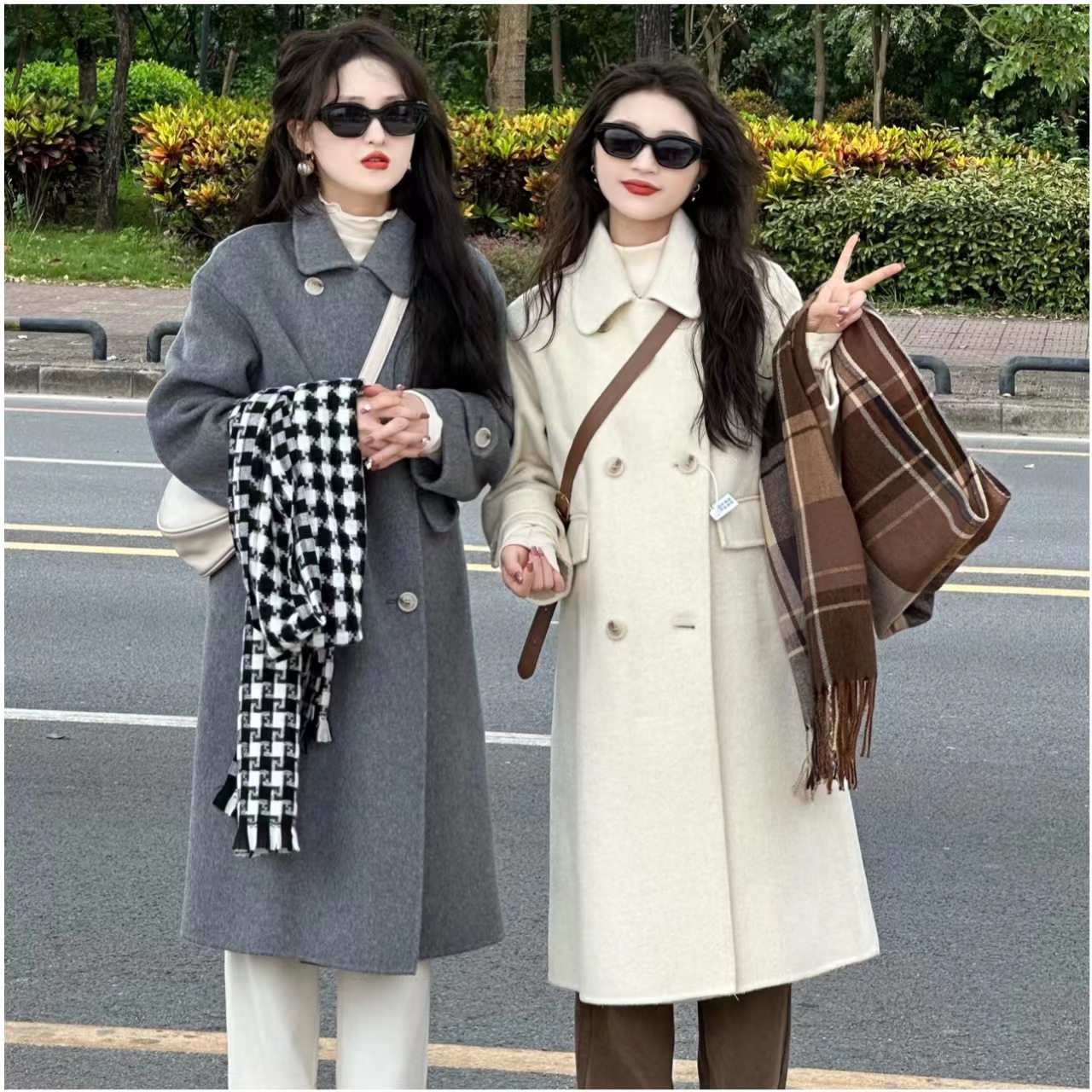 【2205款】小个子版时尚减龄气质秋冬中长款双面羊毛大衣外套百搭