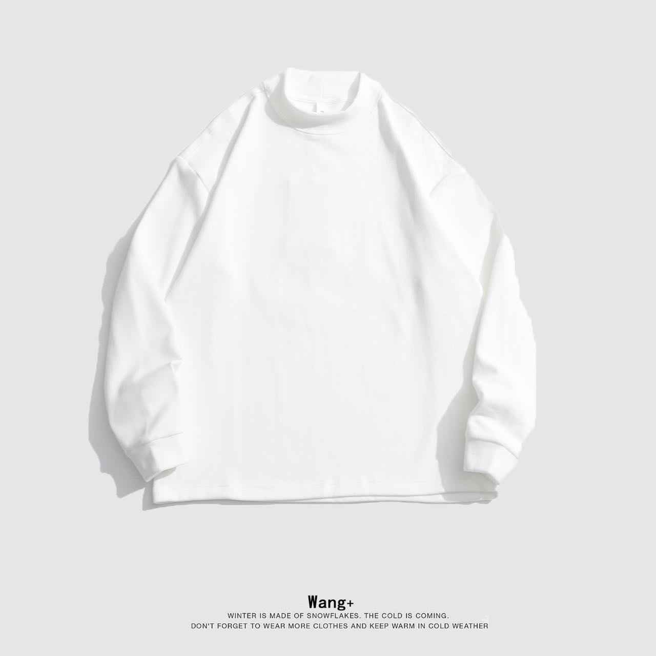 2024男半高领德绒净面长袖内搭打底衫加厚休闲自发热高领加厚T恤