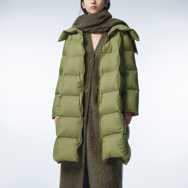 白鸭绒过膝长款羽绒服2023女冬季新款时尚韩版宽松加厚鸭绒外套女