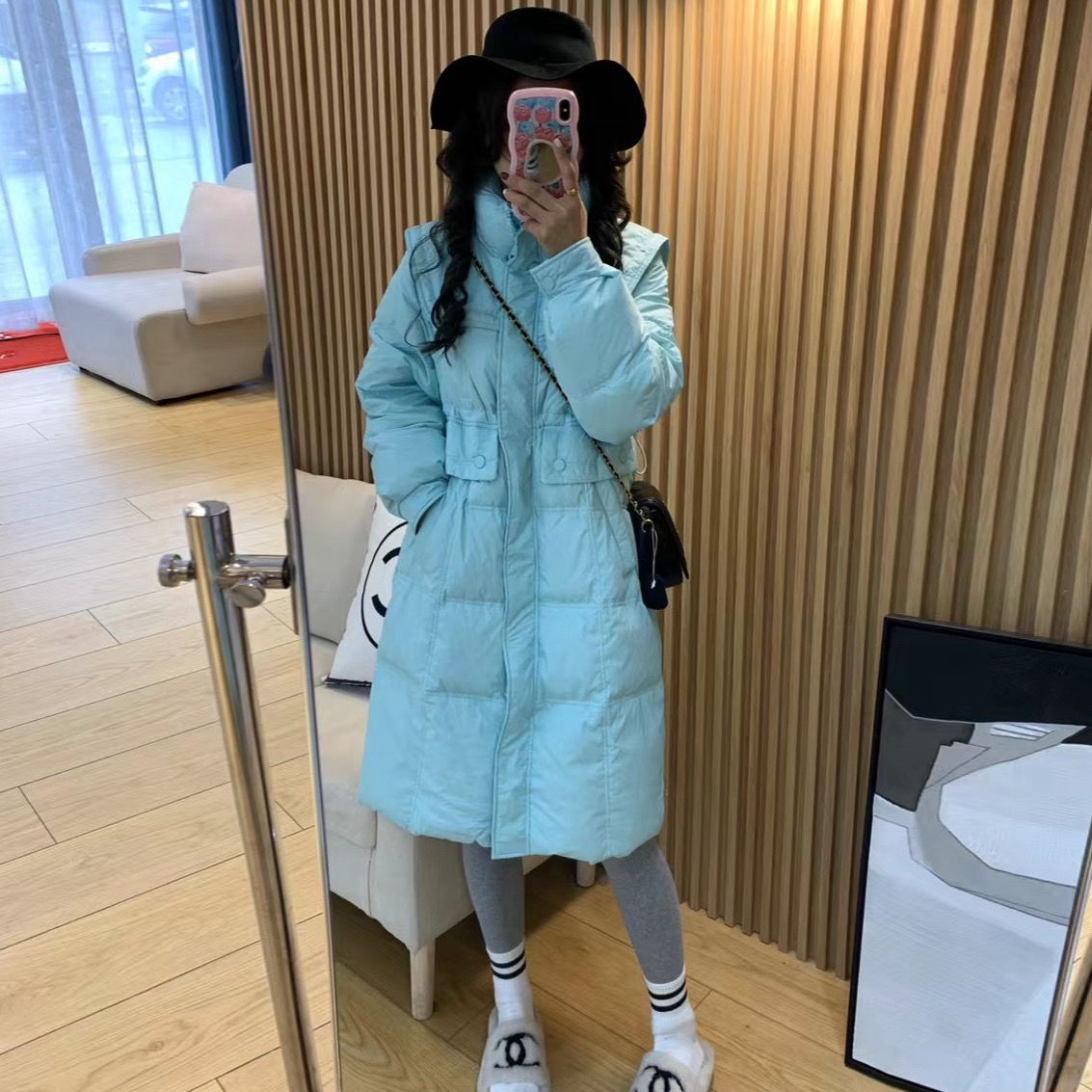 2023冬装新款女装网红同款加厚收腰显瘦白鸭绒羽绒服保暖长外套