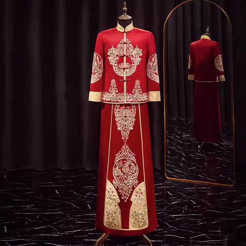 男士秀禾服新郎2025新款中式结婚服接亲敬酒服大码男款龙凤褂唐装