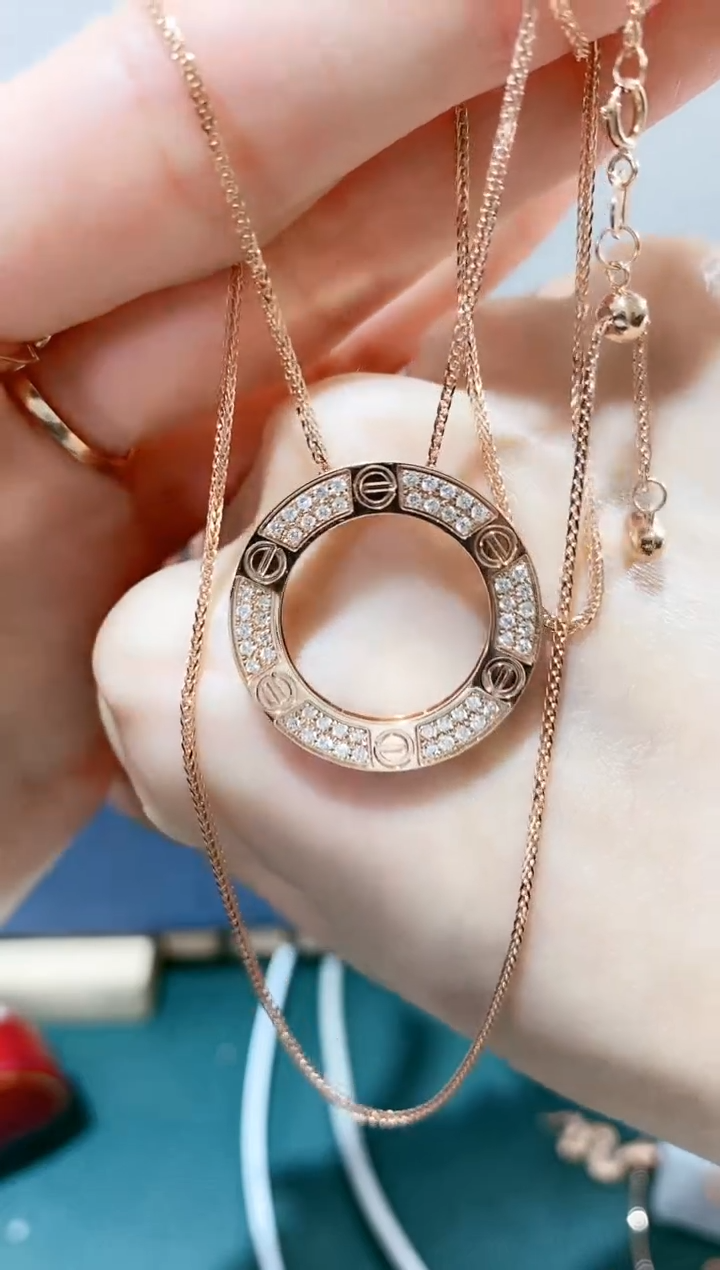 【闪购商品】钻石套链18K金镶嵌18K金钻石饼饼套链