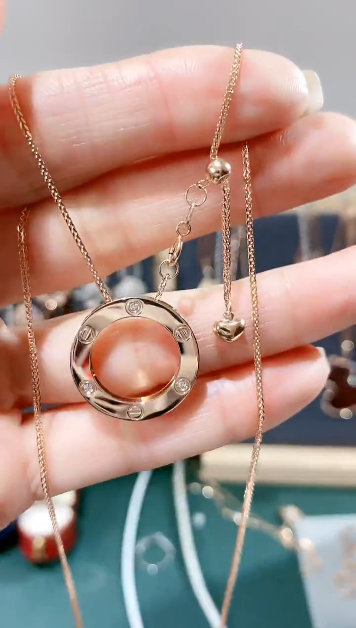 【闪购商品】钻石颈饰18K金镶嵌18K金钻石饼饼套链