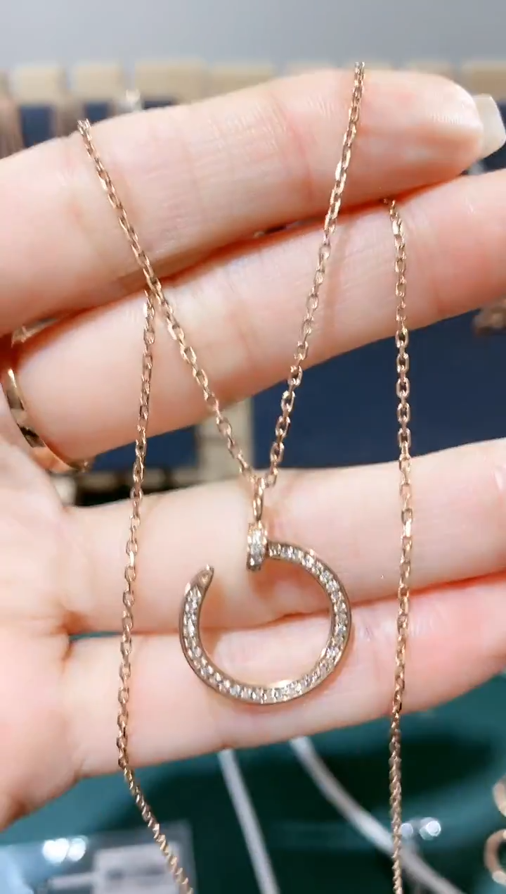 【闪购商品】钻石套链18K金镶嵌18K金钻石钉子套链