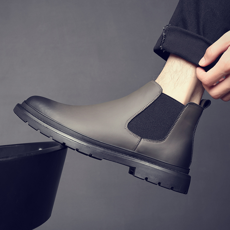 切尔西靴低帮英伦风秋冬新款高帮皮鞋马丁靴中帮男生短靴防水防滑