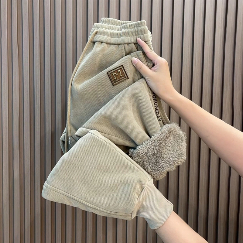 洋气运动卫裤女冬季新款加绒加厚宽松束脚哈伦裤子时尚显瘦休闲裤
