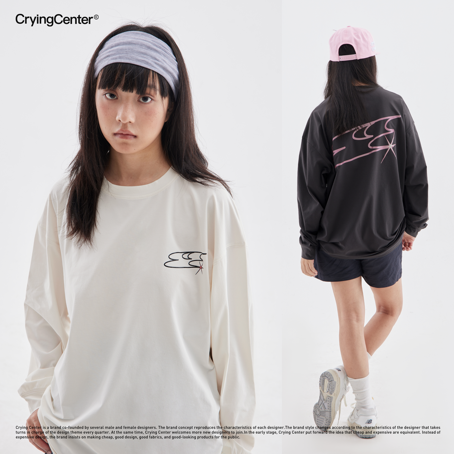 Crying center/哭喊中心速干果冻logo长袖tee休闲运动情侣