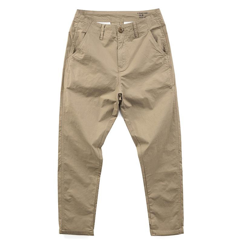 8205/8228夏季微弹力微宽松小直筒休闲男裤基础质感格子纹长裤子