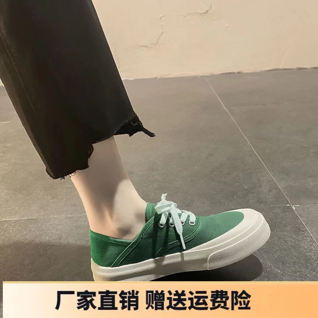 2023年新款薄款大头帆布鞋女鞋春秋布鞋方头百搭小白鞋小黑鞋休闲