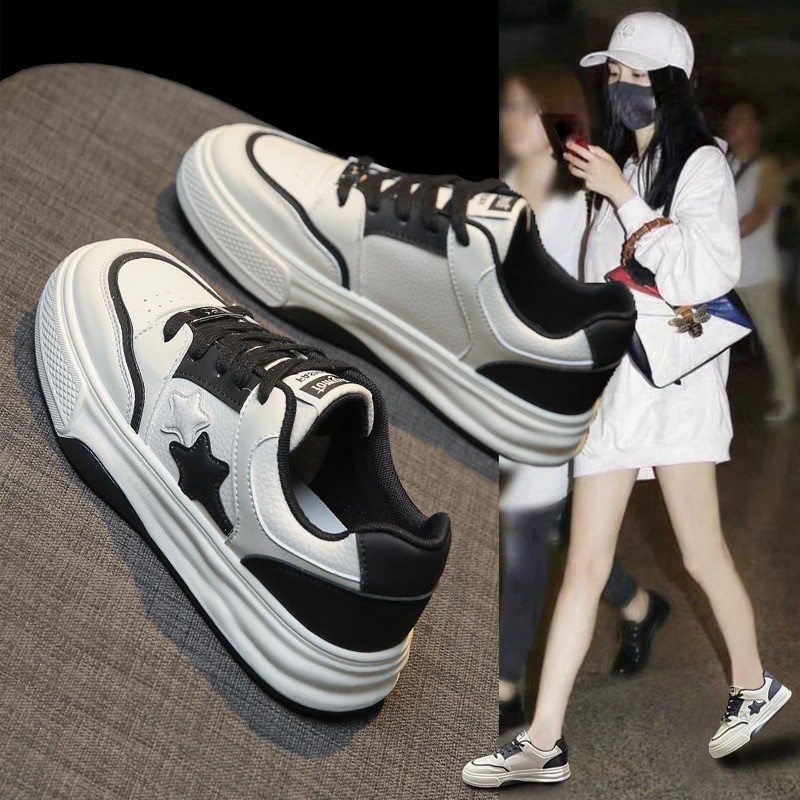 爆款星星小白鞋夏季女款2023新款百搭运动休闲板鞋春秋厚底女鞋子