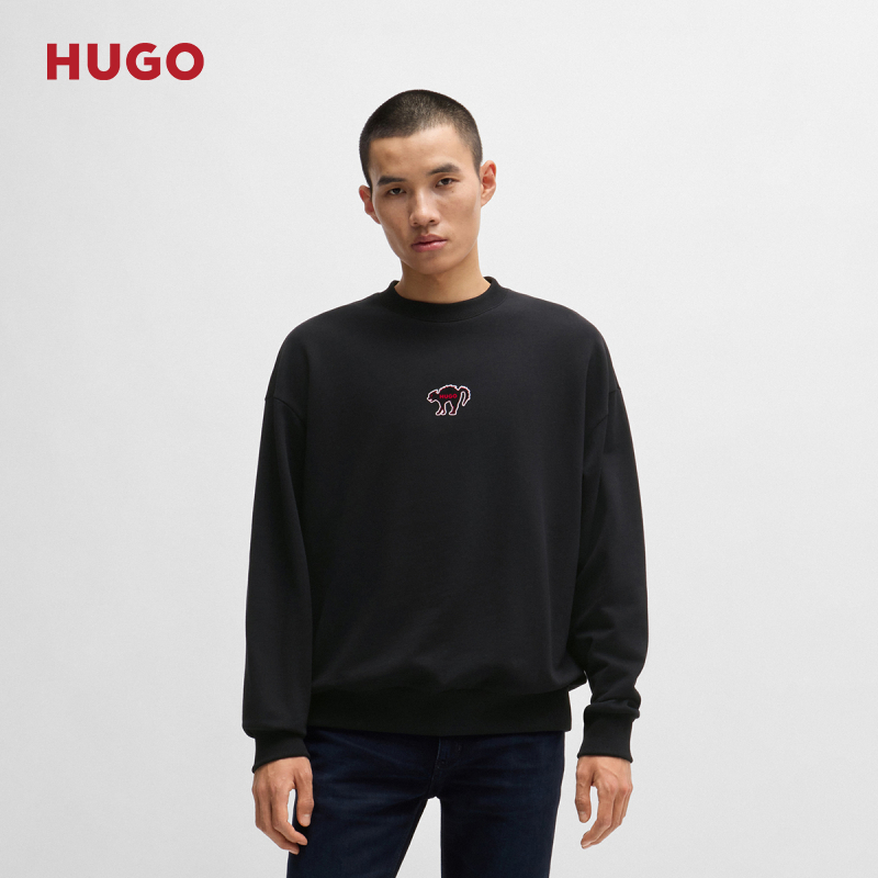 HUGO雨果男士24秋季新款宽松版型舒适休闲棉质毛圈布卫衣50518981