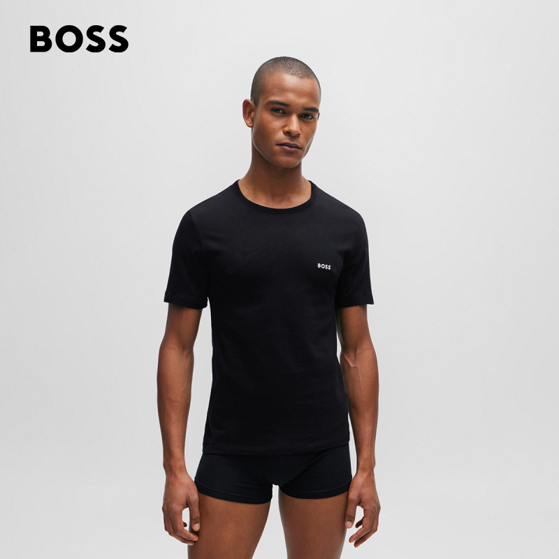  BOSS博斯男士24冬季新款100%棉针织基础款休闲短袖T恤50509255