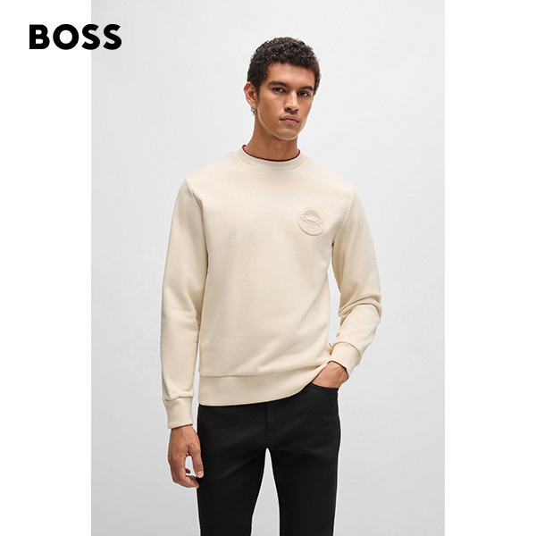 【保时捷联名】BOSS博斯男士棉质混纺面料圆领休闲卫衣50518625