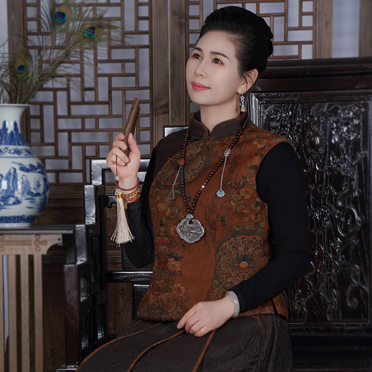 【时韵】香云纱撞色拼接无袖夹棉可选马甲国风背心G394285MB