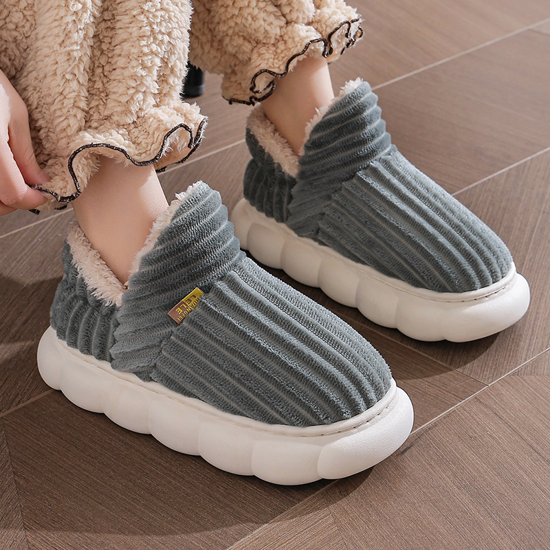 冬天棉拖鞋男包跟室内加绒保暖鞋家用厚底居家居毛毛男士棉鞋冬季
