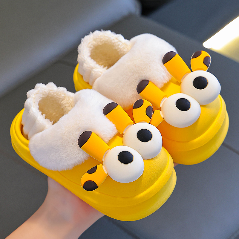 冬季儿童棉拖鞋男女童保暖加绒毛毛居家中小童可拆卸包跟居家棉鞋