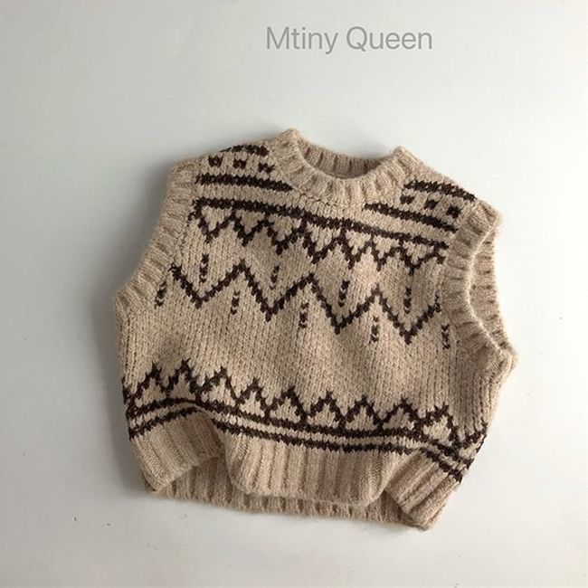 慵懒提花韩版秋冬儿童毛衣马甲洋气男女宝宝针织坎肩韩范森系童50