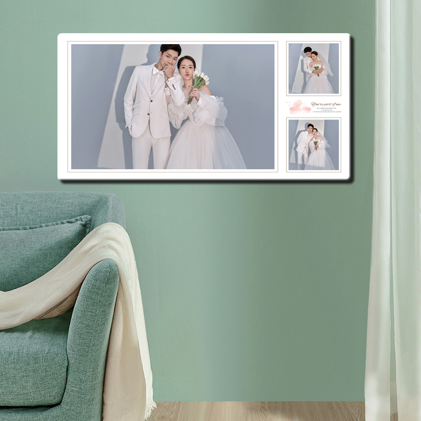 兔小琪48寸婚纱照三宫格定制婚纱照无边框挂墙来图定制免费洗照片