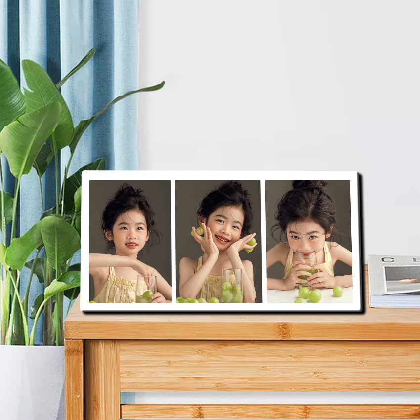 兔小琪15×30三宫格水晶相册摆台儿童婚纱写真定制相框