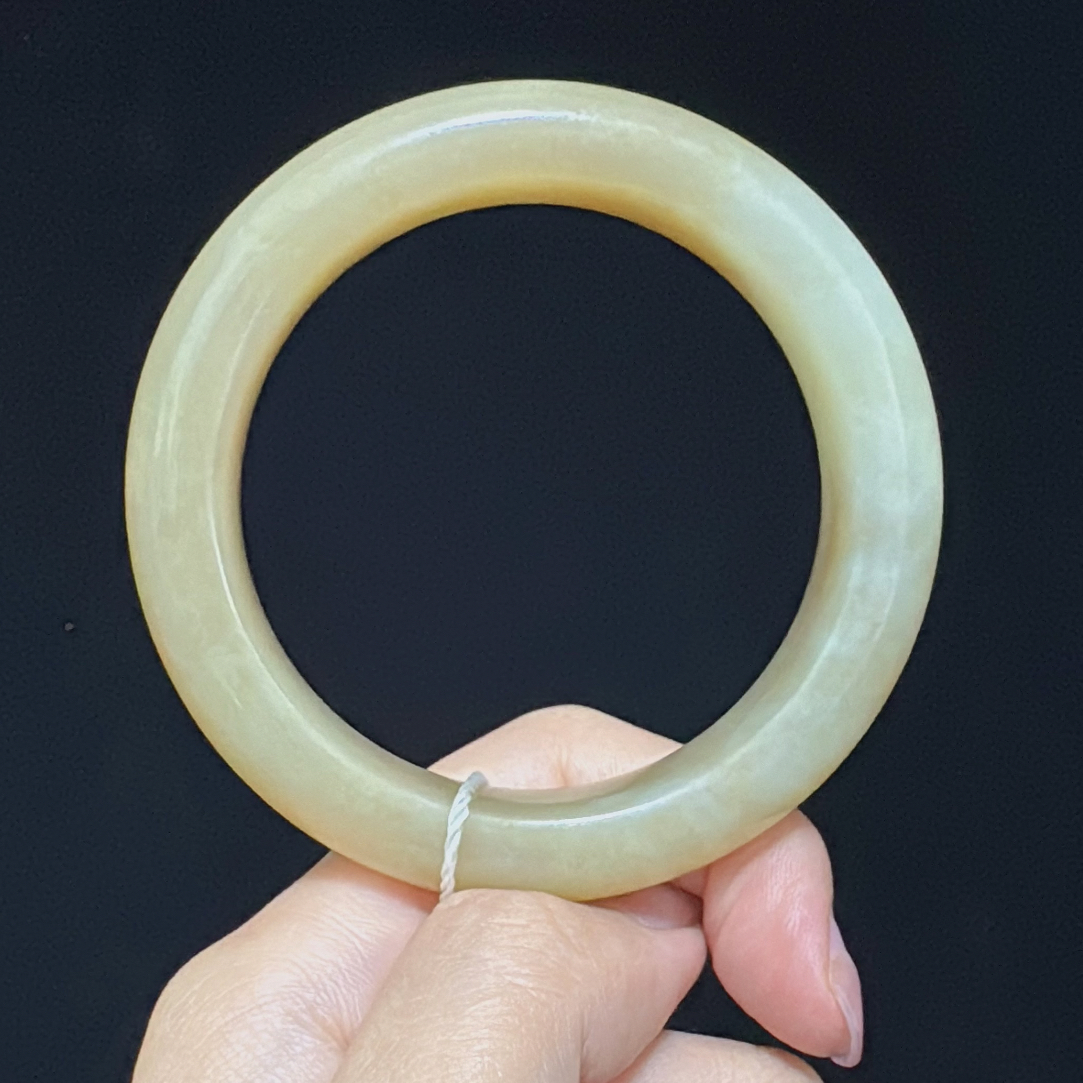 【和田玉糖玉手镯】且末浅黄糖清甜52.6/12.9/9.3