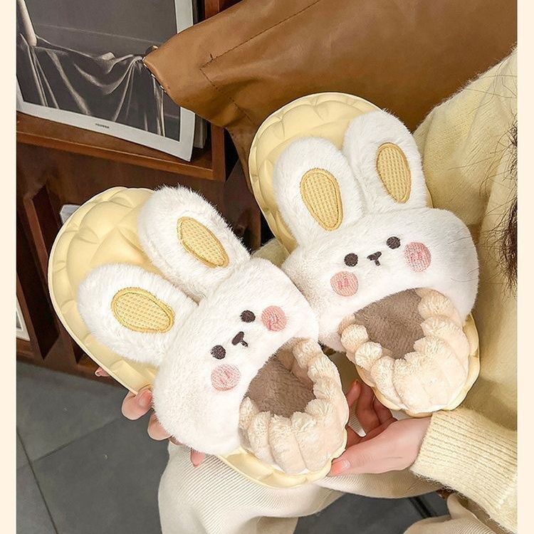 可拆卸棉拖鞋女秋冬季厚底新款室内家居毛绒保暖防滑包跟月子棉鞋
