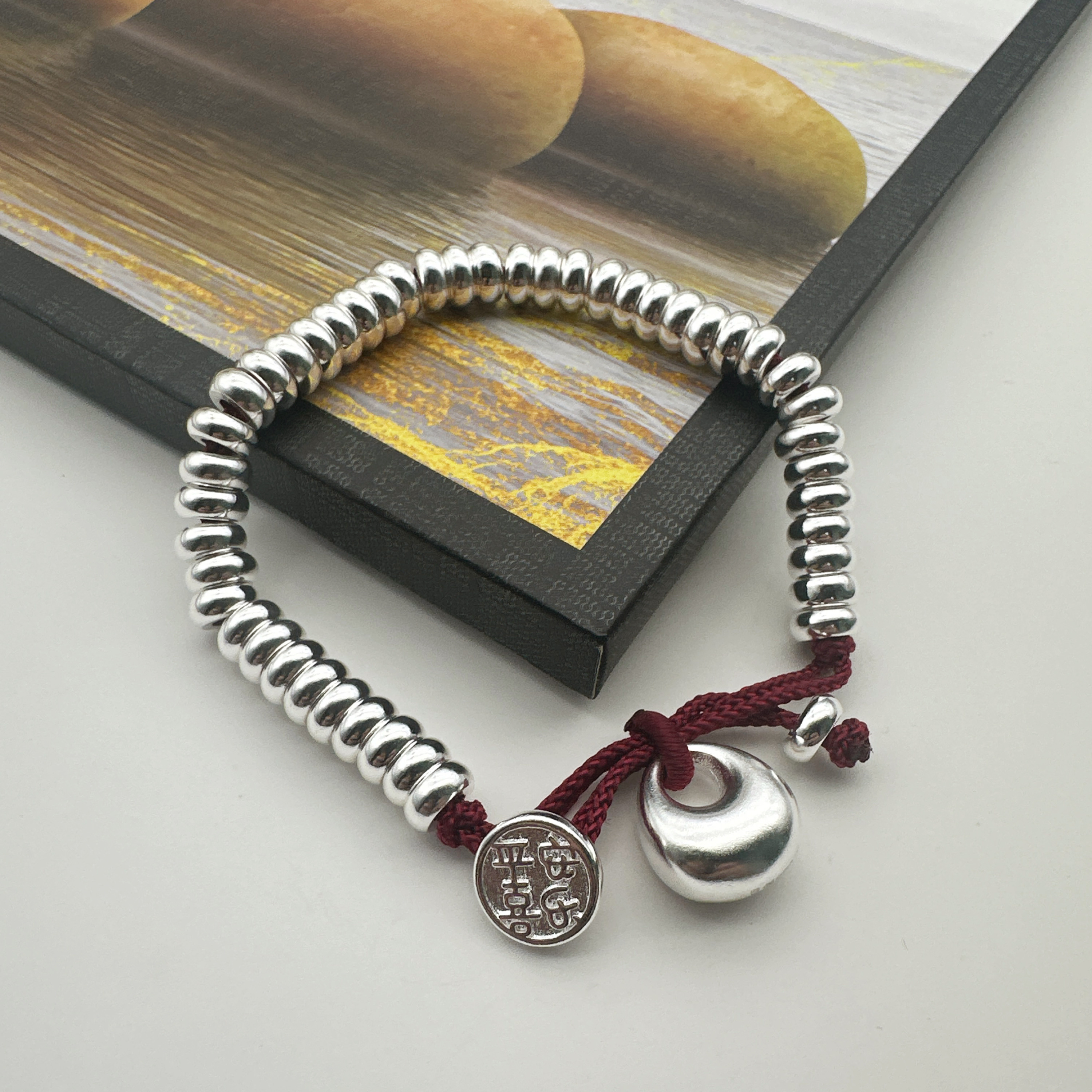 足银手镯 足银999.9手镯 盘缠手链