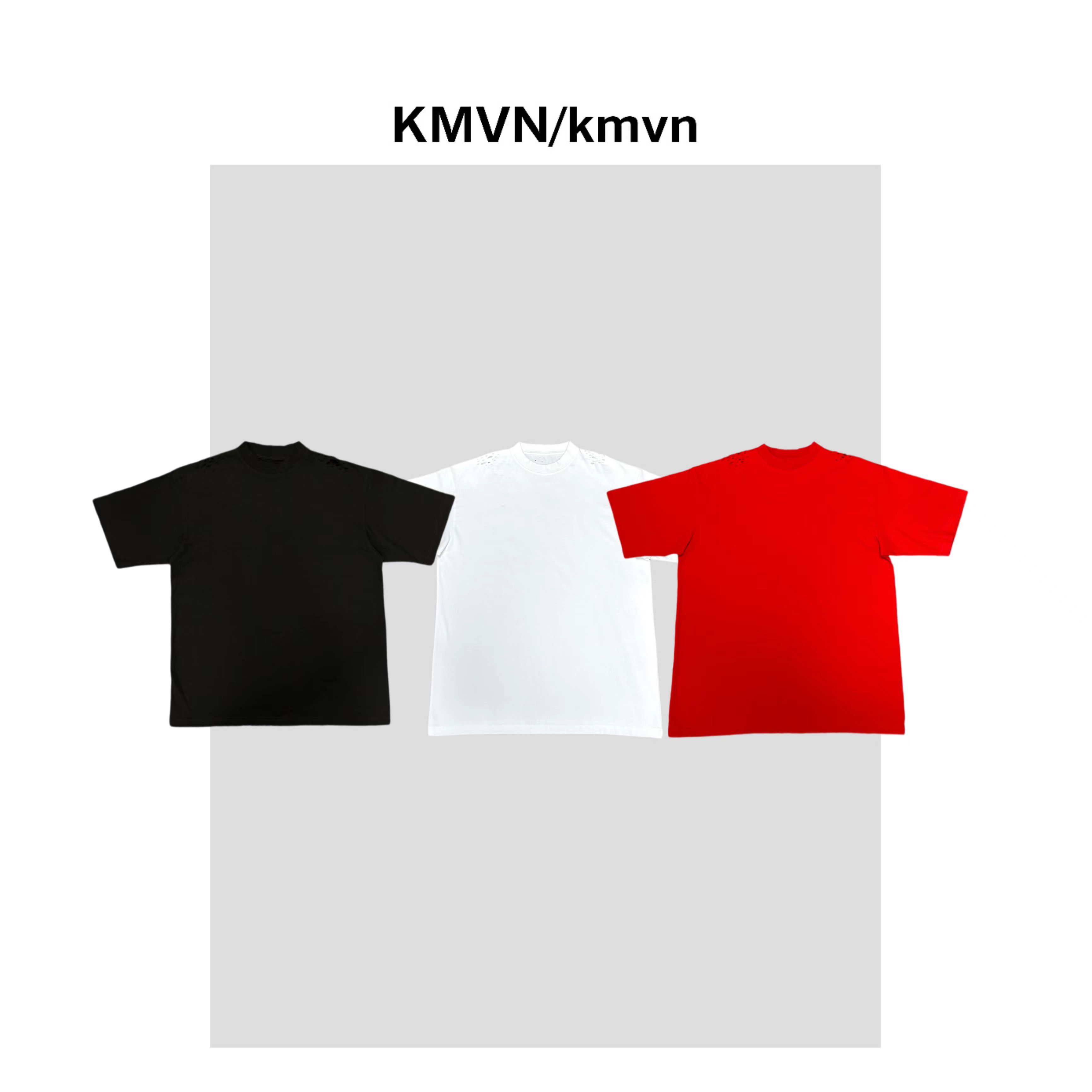 kmvn/kmvn【珂忆】2025夏季新款 破坏 缝接原创设计师纯色短袖T恤