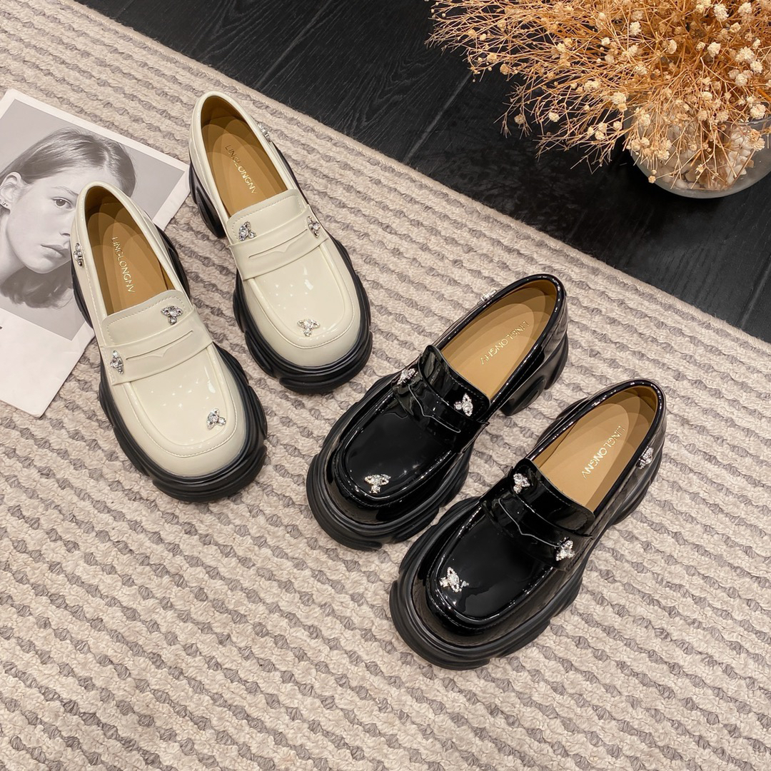 【聚新汇】8315-15厚底真皮百搭气质休闲通勤韩系乐福鞋乐福鞋