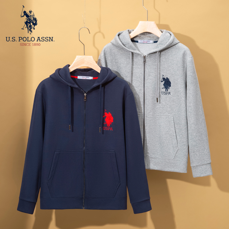U.S. POLO ASSN.春季新款刺绣卫衣长袖外套男士春秋运动时尚休闲