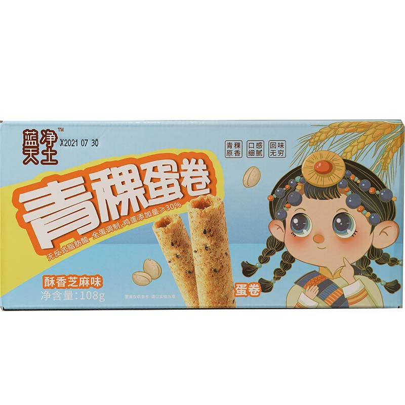 蓝天净土 青稞蛋卷（酥香芝麻味）108g/盒*