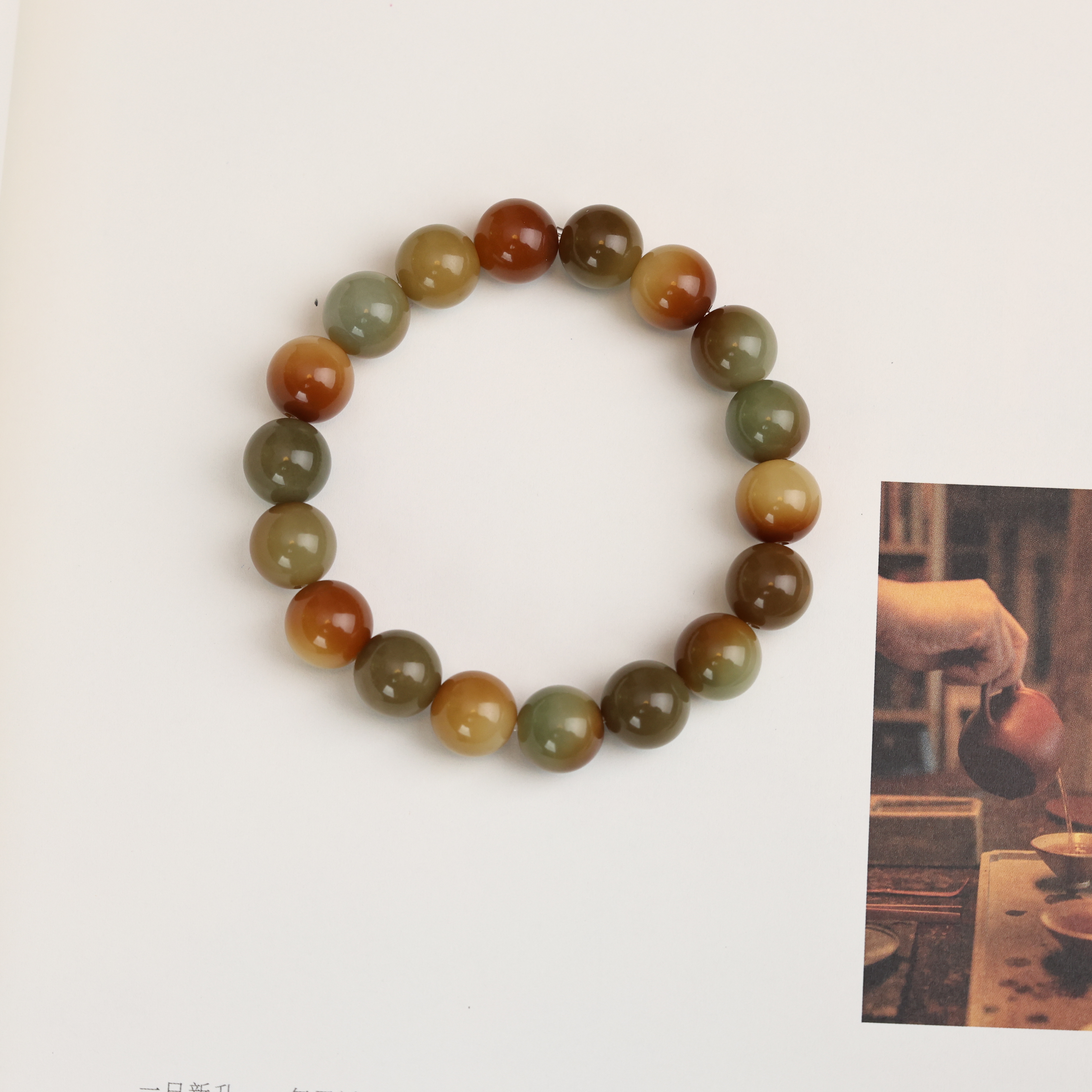 【沐禧】敦煌渐变色甄选原生态天然12mm菩提根手串