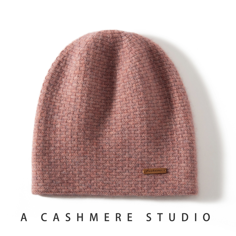 双层加厚！100%纯山羊绒帽子男女同款针织毛线帽秋冬季保暖护耳帽