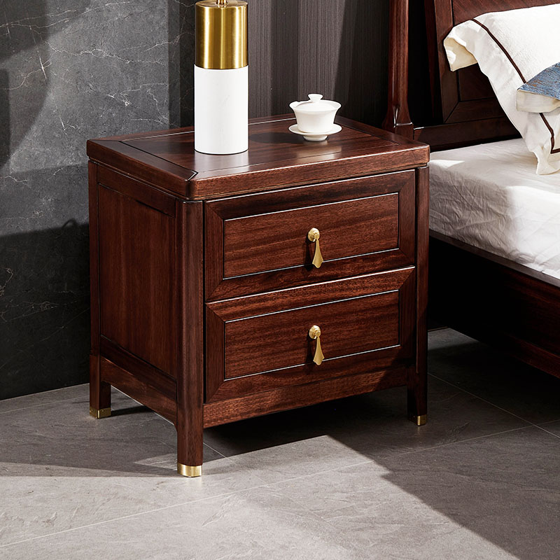 苏作新中式乌金木实木床头柜卧室家用大容量储物柜主卧床头收纳柜