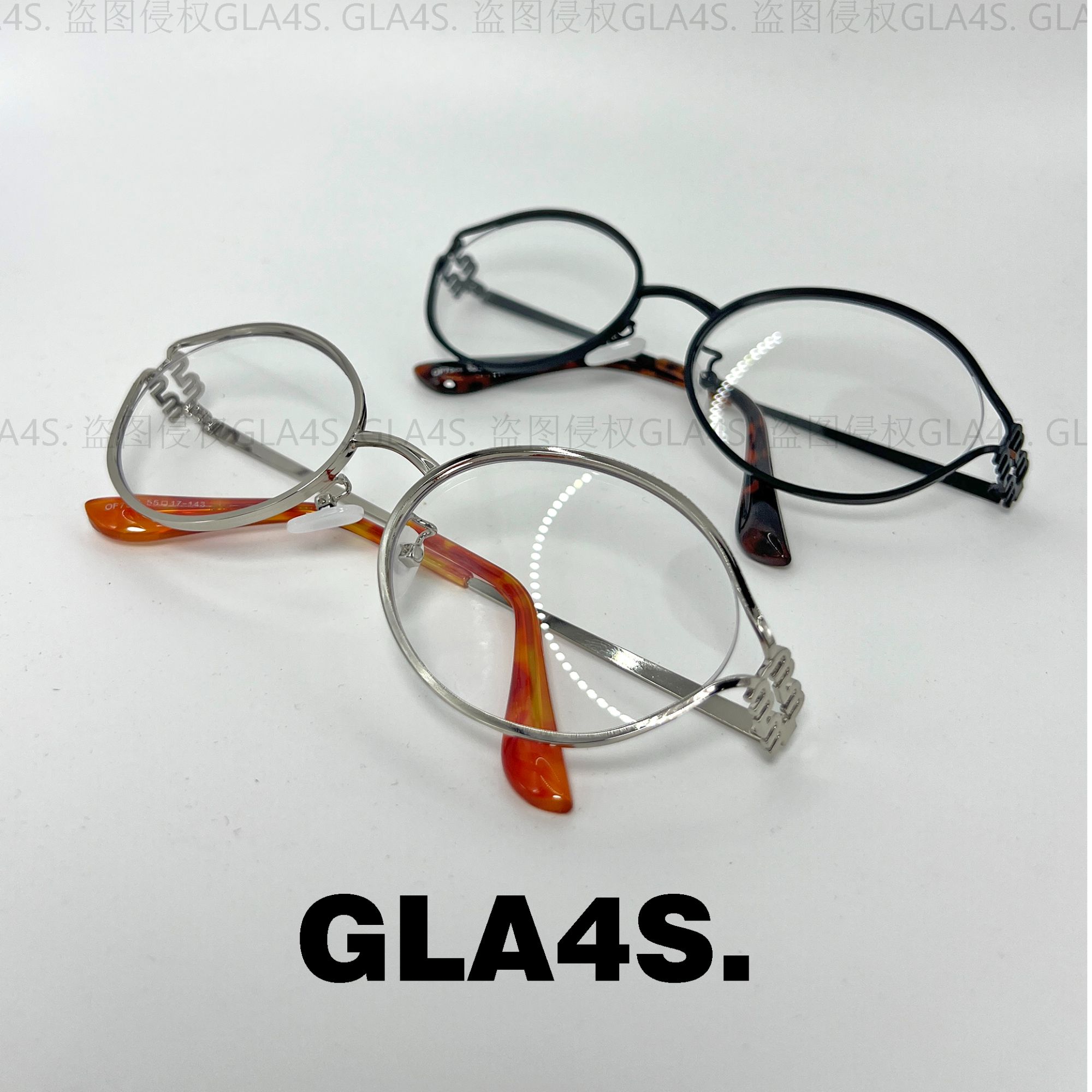 GLA4S小公主风12小众金属镂空眼镜椭圆形金属框防蓝光平光素颜镜