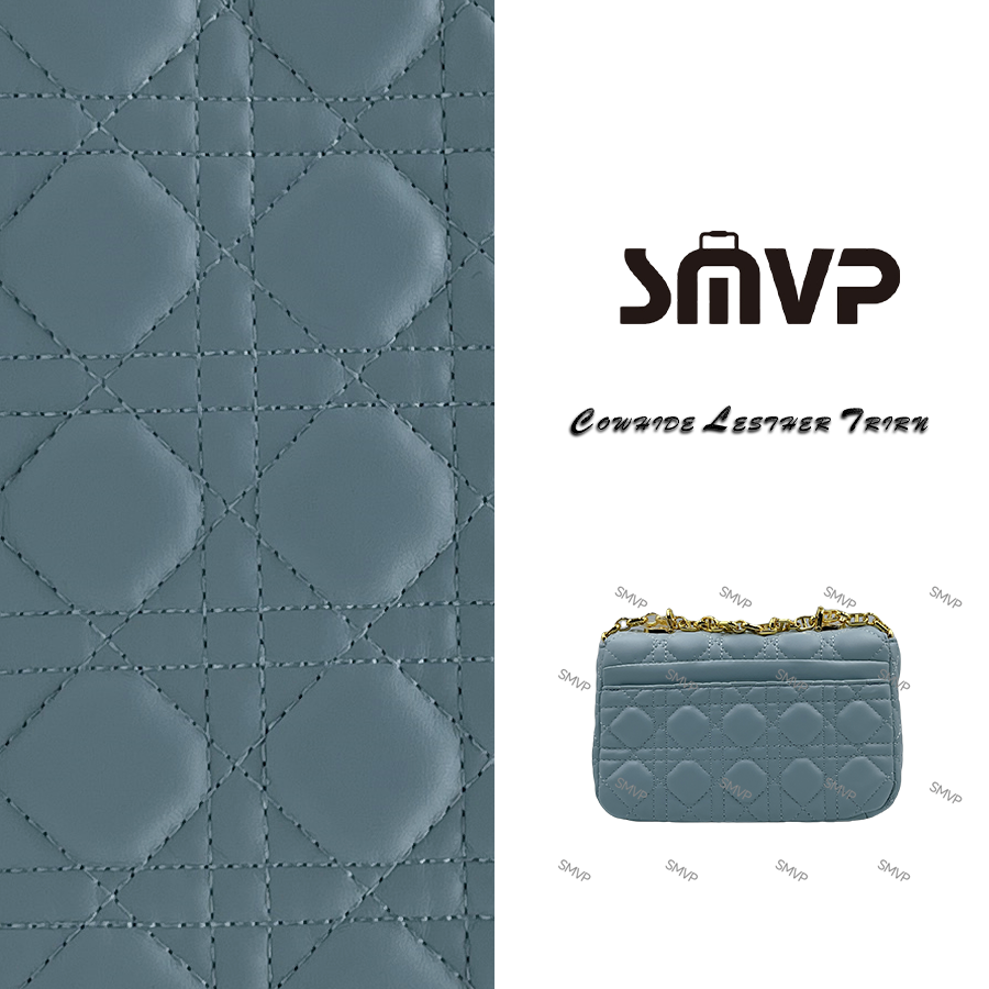 SMVP手工真皮女包 甜菱格包 0217 蓝色