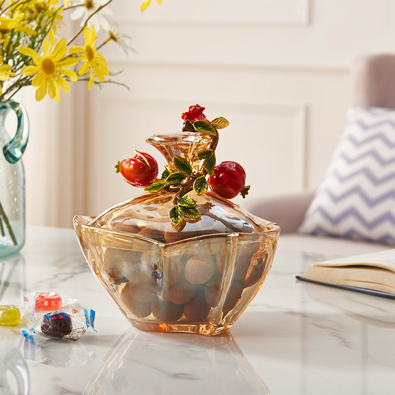 轻奢珐琅彩果盘客厅桌面创意装饰果盆家用个性摆件欧式餐桌装饰品