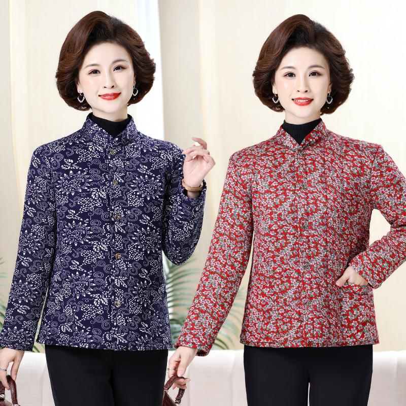 中老年女冬季妈妈秋冬驼绒棉袄居家内外穿加厚夹棉短款小棉衣外套